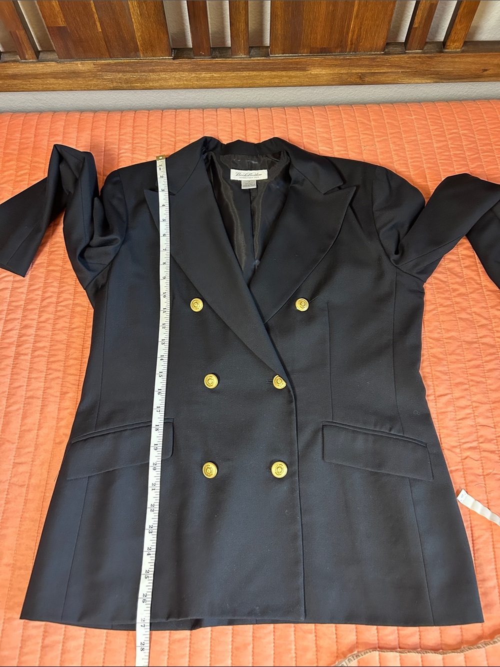 Vintage Brooks Brothers Preppy Wool double breasted blazer Navy women’s 12 - Picture 13 of 16